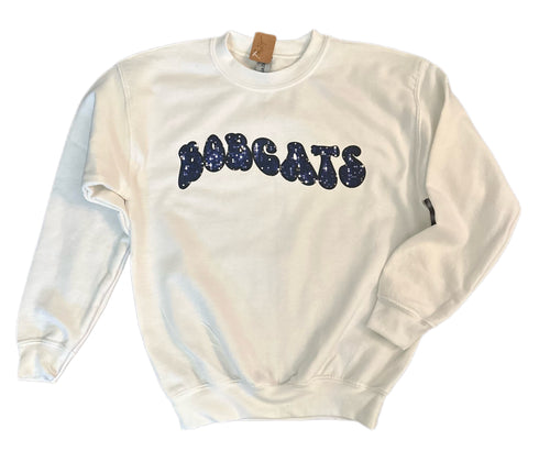 Youth Faux Glitter Bobcats Sweatshirt