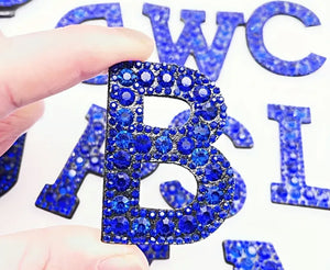 Blue Rhinestone Letter Patches