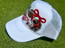 Load image into Gallery viewer, Red &amp; White Football Trucker Cap