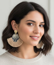 Load image into Gallery viewer, Snake Skin Fan Tassel Earrings
