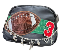 Load image into Gallery viewer, Custom Number Football Fanny Pack with Silver Charm Chain