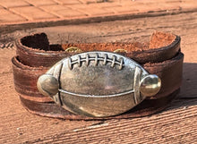 Load image into Gallery viewer, Leather Soccer &amp; Football Cuff Bracelets