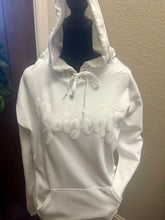 Load image into Gallery viewer, White on White Puff Bobcat Hoodie