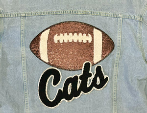 Sequined Football Patch Denim Jacket (Various Options)