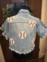 Load image into Gallery viewer, Sequined Baseball Denim Jacket