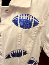 Load image into Gallery viewer, Royal Blue Sequined Football Denim Jacket