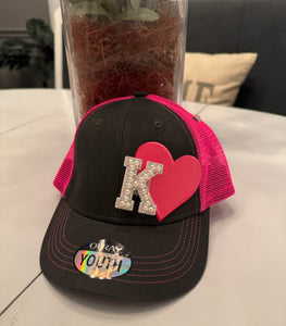 Custom Girls Pink Heart Cap (Youth)