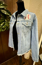 Load image into Gallery viewer, Sequined Baseball Denim Patch Jacket