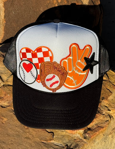 Orange & White Baseball Patch Hat