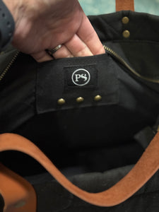 XL Black Canvas Crossbody Tote Bag