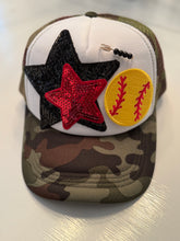 Load image into Gallery viewer, Softball Camo Trucker Hat