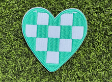 Load image into Gallery viewer, Checkered Heart Iron On Patches