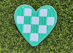 Checkered Heart Iron On Patches