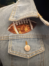 Load image into Gallery viewer, Football Touchdown Patch Denim Jacket