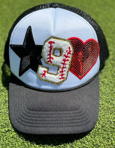 Baseball Number Patch Trucker Hats (CUSTOM)