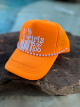 Load image into Gallery viewer, Girls Hunt Too Trucker Hats (Various Colors)