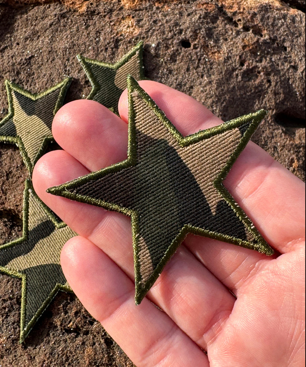 Camouflage Star Iron On Patches (Big & Small)