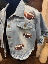 Load image into Gallery viewer, Sequined Football Denim Jacket