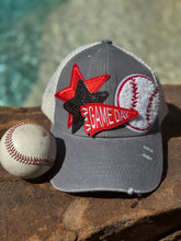 Load image into Gallery viewer, Game Day Baseball Patch Ponytail Hat