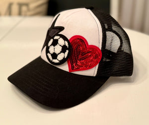 Soccer Patch Trucker Caps (Black or Pink)