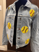 Load image into Gallery viewer, Sequined Softball Denim Jacket