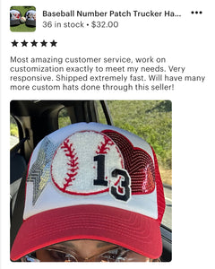 Baseball Number Patch Trucker Hats (CUSTOM)