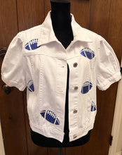 Load image into Gallery viewer, Royal Blue Sequined Football Denim Jacket