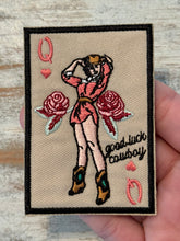 Load image into Gallery viewer, King George &amp; Queen Cowgirl Playing Card Iron On Patch