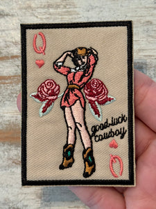 King George & Queen Cowgirl Playing Card Iron On Patch