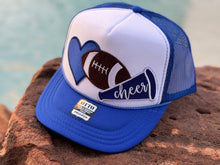 Load image into Gallery viewer, YOUTH Cheer Trucker Hat in Royal Blue