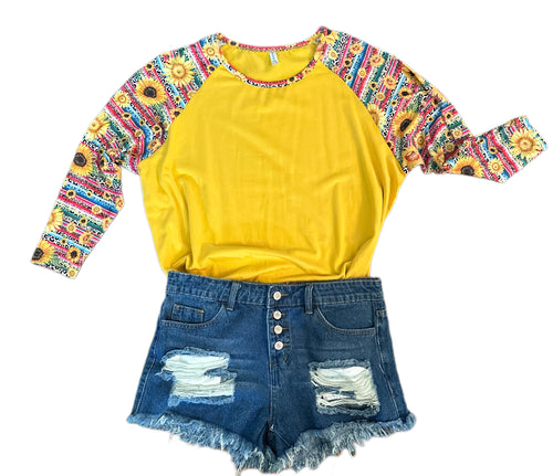 SERAPE SUNFLOWER CHEETAH YELLOW TOP