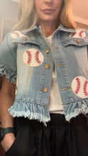 Load image into Gallery viewer, Sequined Baseball Denim Jacket