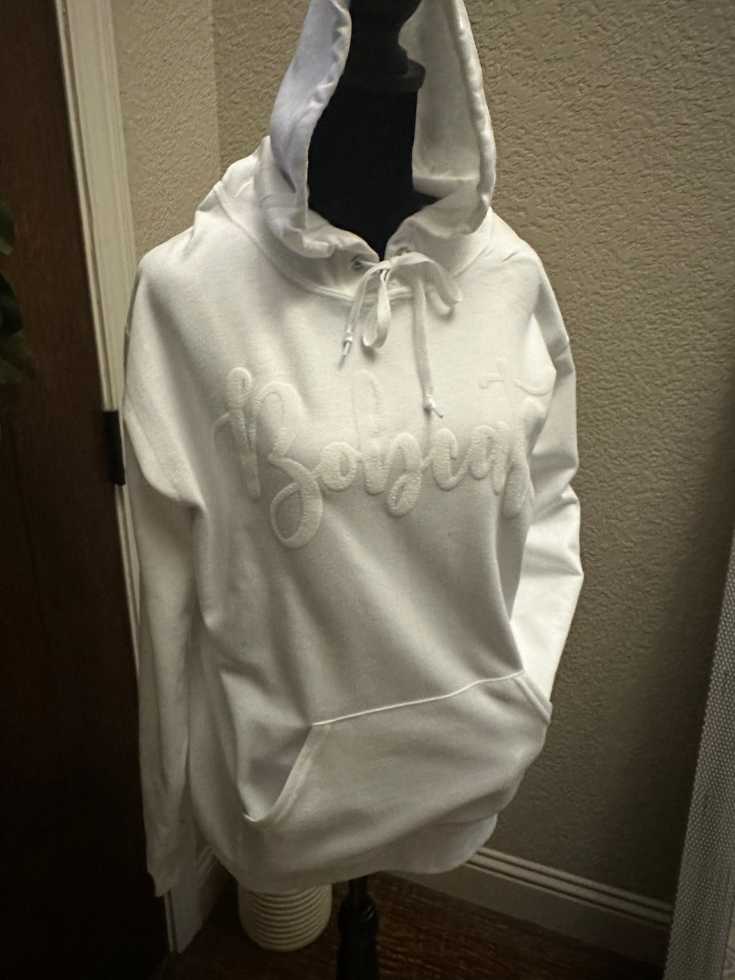 White on White Puff Bobcat Hoodie