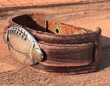 Load image into Gallery viewer, Leather Soccer &amp; Football Cuff Bracelets
