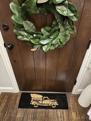 Christmas Tree Vintage Truck Door Mat