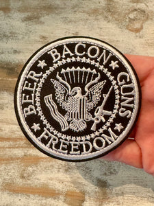 Beer, Bacon, Guns & Freedom Iron On Patch