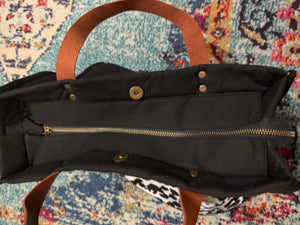 XL Black Canvas Crossbody Tote Bag
