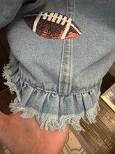 Load image into Gallery viewer, Sequined Football Denim Jacket