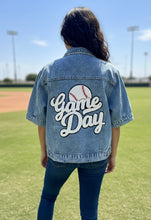 Load image into Gallery viewer, Baseball Game Day Patched Denim Jacket