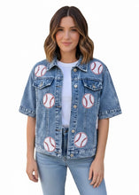 Load image into Gallery viewer, Baseball Game Day Patched Denim Jacket