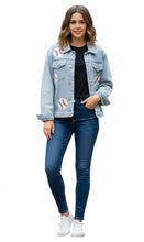 Load image into Gallery viewer, Baseball Fleece Lined Denim Jacket