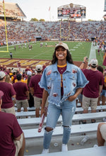 Load image into Gallery viewer, Sequined Football Denim Jacket