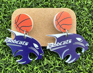 Bobcat Head Earrings (Various Sports)