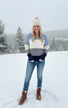 Load image into Gallery viewer, Striped V-Neck Sweater in Blue