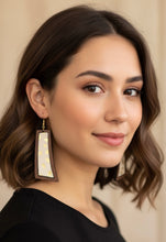 Load image into Gallery viewer, Wood Framed Gold Cheetah Curved Bar Earrings