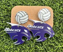 Load image into Gallery viewer, Bobcat Head Earrings (Various Sports)