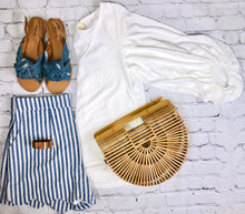 Load image into Gallery viewer, White Dotted Swiss V-Neck Blouse