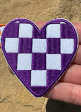 Load image into Gallery viewer, Checkered Game Day Heart Iron On Patches