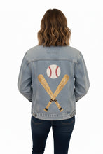 Load image into Gallery viewer, Baseball Fleece Lined Denim Jacket