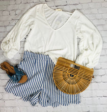 Load image into Gallery viewer, White Dotted Swiss V-Neck Blouse